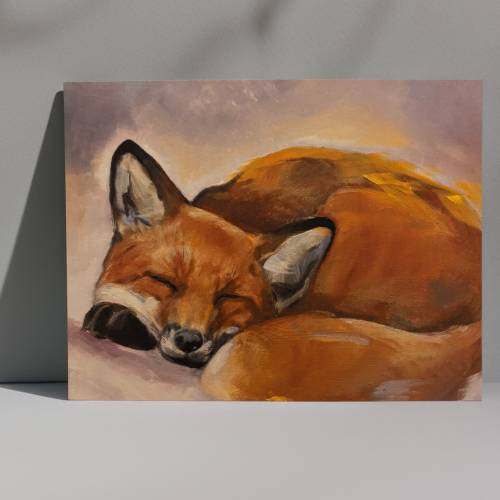 Taidepostikortti Nukkuva kettu