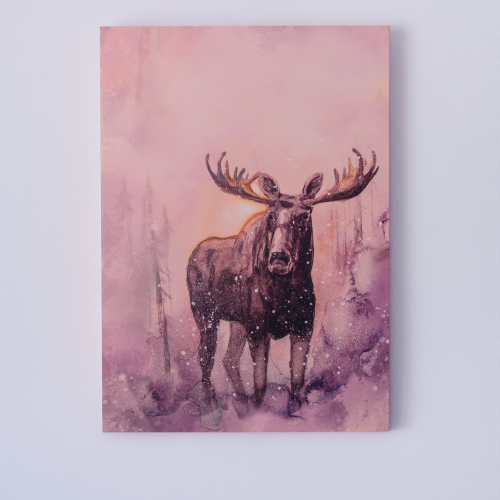 Taidepostikortti Hirvi